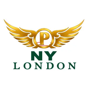 NY London watch brand logo with gold winged P emblem and green lettering