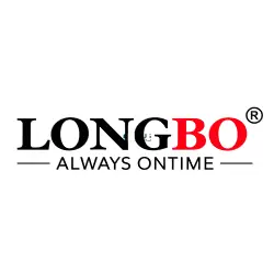 LONGBO watch brand logo with black and red lettering and Always Ontime tagline