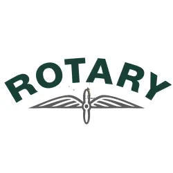 ROTARY watch brand logo with dark green lettering and winged propeller emblem