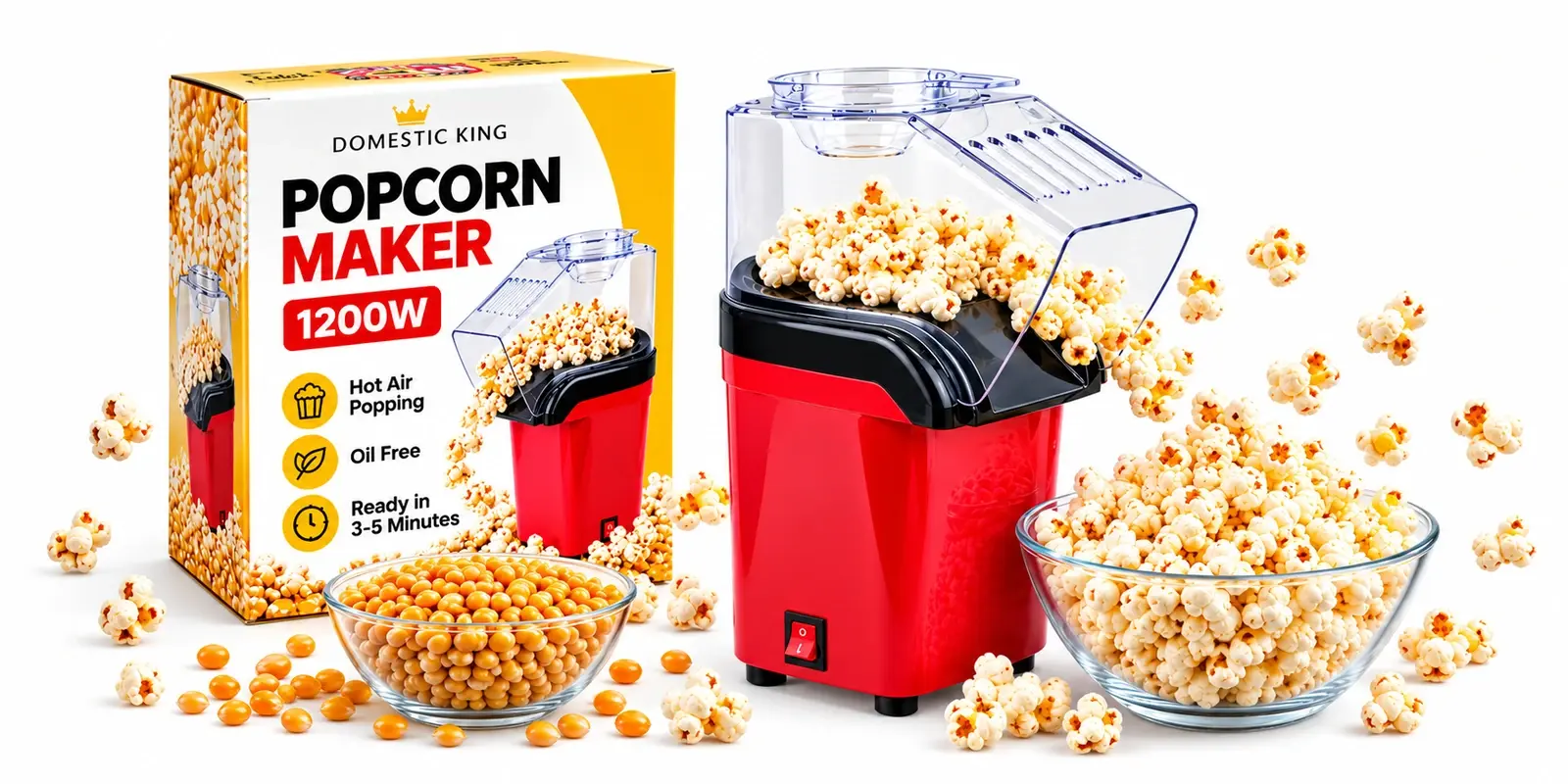Domestic King 1200W Popcorn Maker