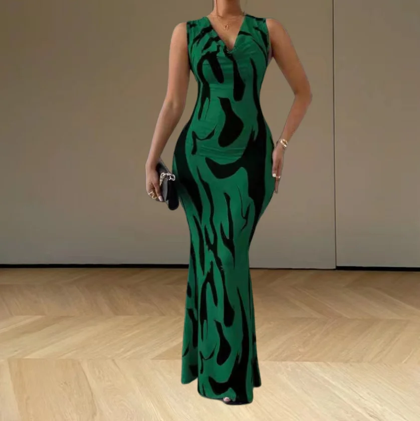 V-Neck Halter Sheath Dress