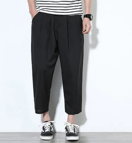 Men’s Casual Linen Harem Pants – Relaxed Fit Trousers