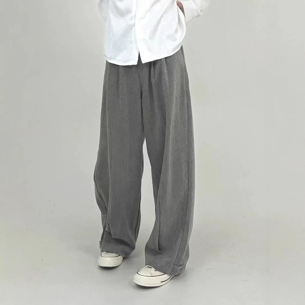 Men’s Loose-Fit Wide-Leg Suit Trousers with Elegant Drape
