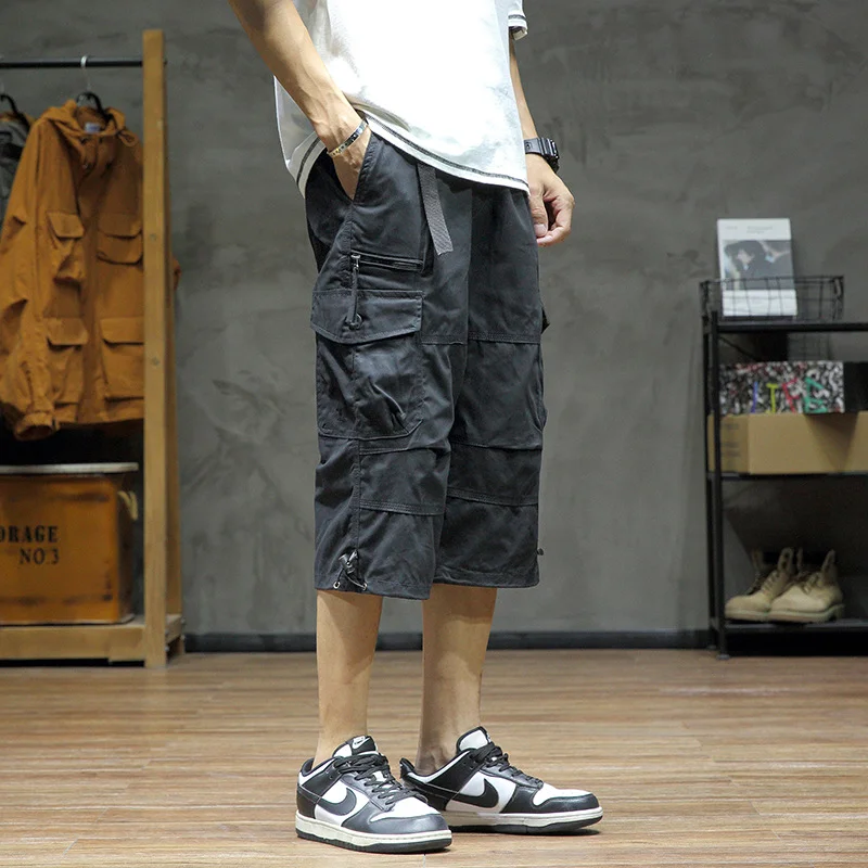 Casual Cropped Pants Men's Loose Straight