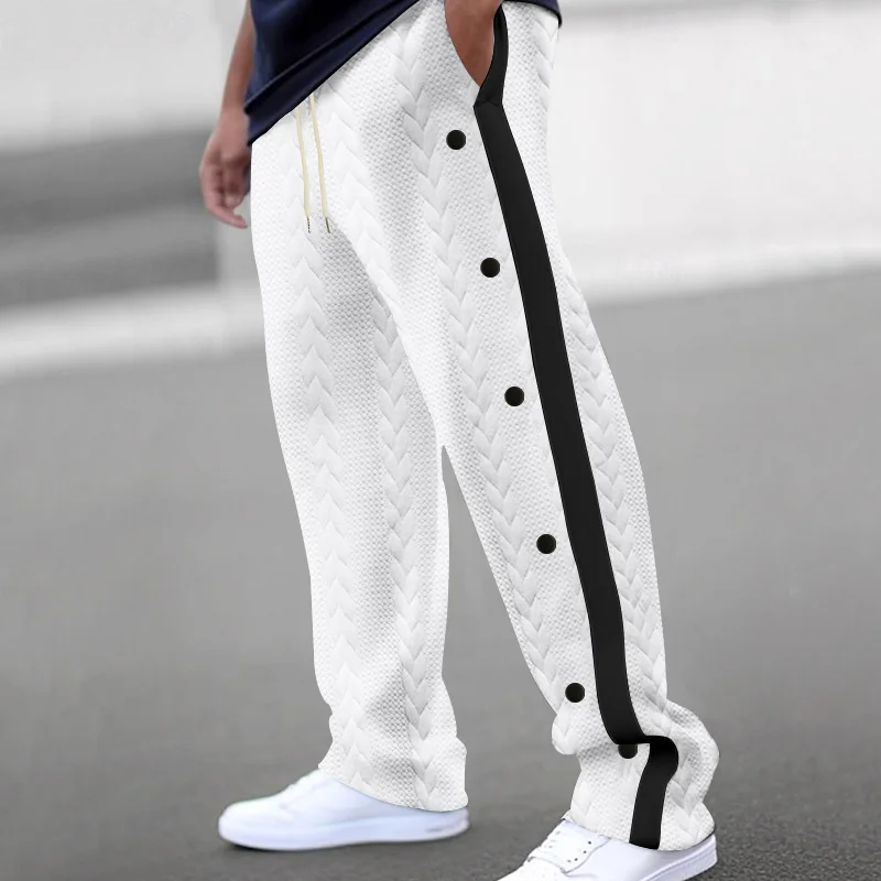 Men’s Jacquard Button-Up Casual Trousers – Stylish Everyday Wear